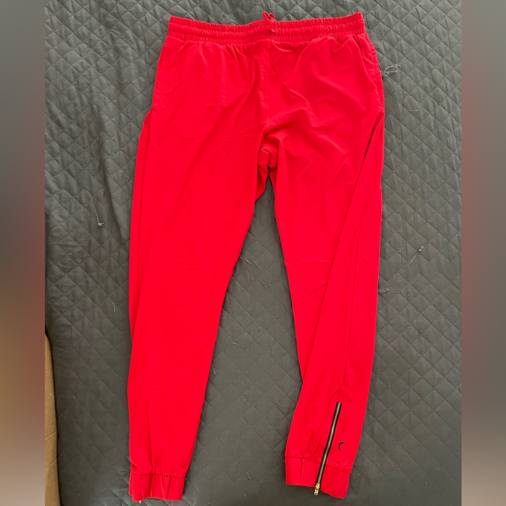 Zyia Joggers Red with Gold/Black Ankle Zipper - XXL